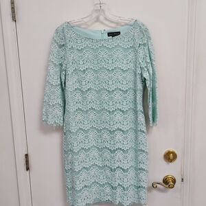Jessica Howard Light Blue Lace Sheath Dress Size 14